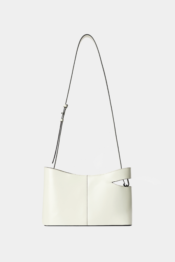 SAC À BANDOULIÈRE "BRIEF" EN CUIR BLANC GLACÉ